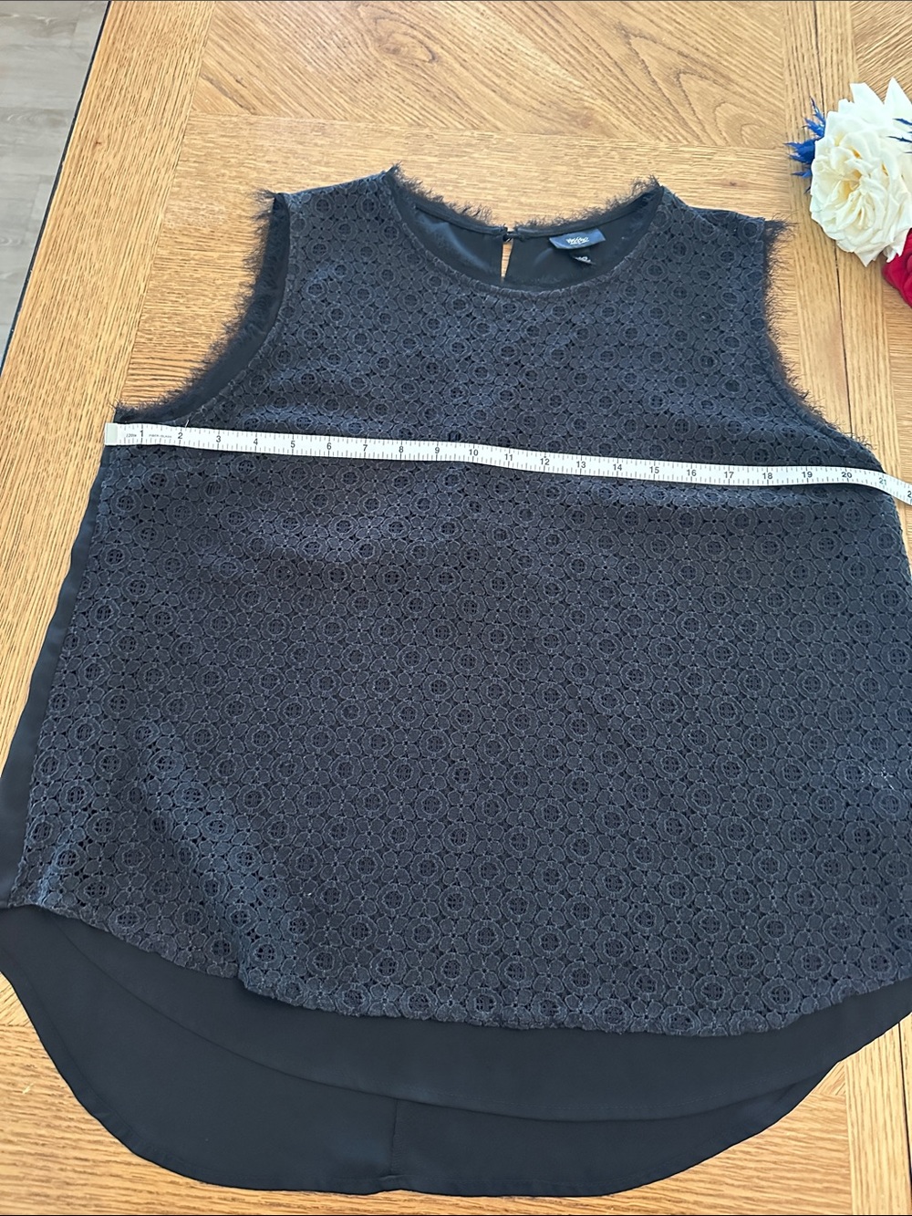 Massimo Black Lace Fringe Trim Sleeveless Camisole